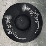 Embroidered Floppy Sun Hat - XL Brim - Thistles