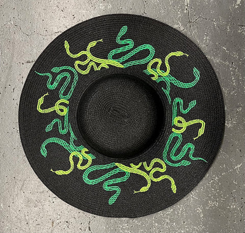 Embroidered Floppy Sun Hat - XL Brim - Medusa