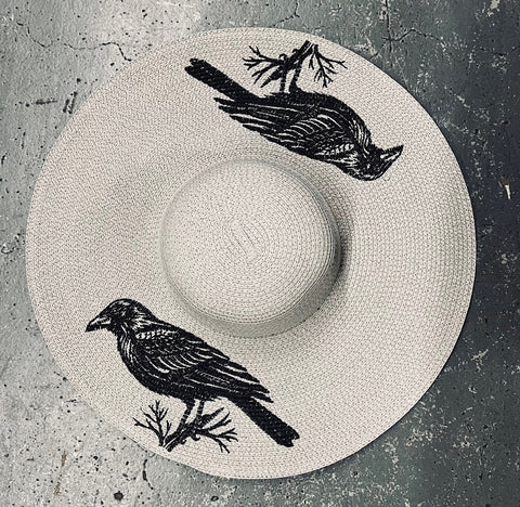 Embroidered Floppy Sun Hat - XL Brim - Ravens