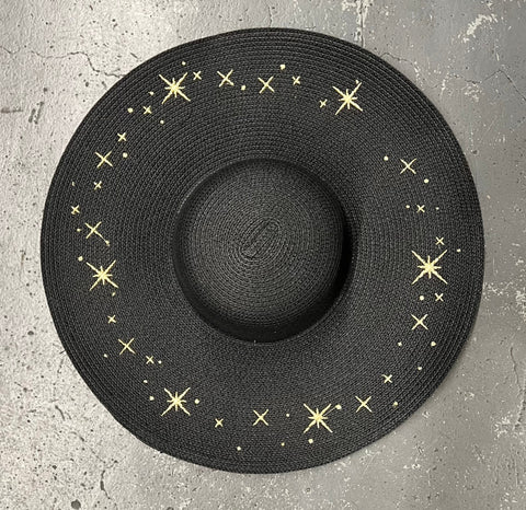 Embroidered Floppy Sun Hat - XL Brim - Starry Night