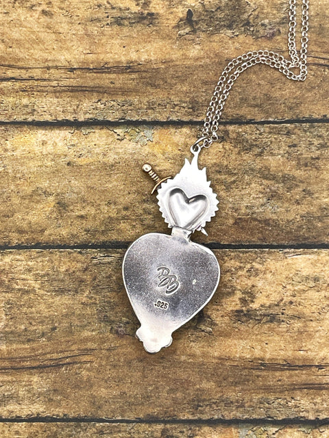 Rosalin - Red Rosarita Sacred Heart Pendant Necklace