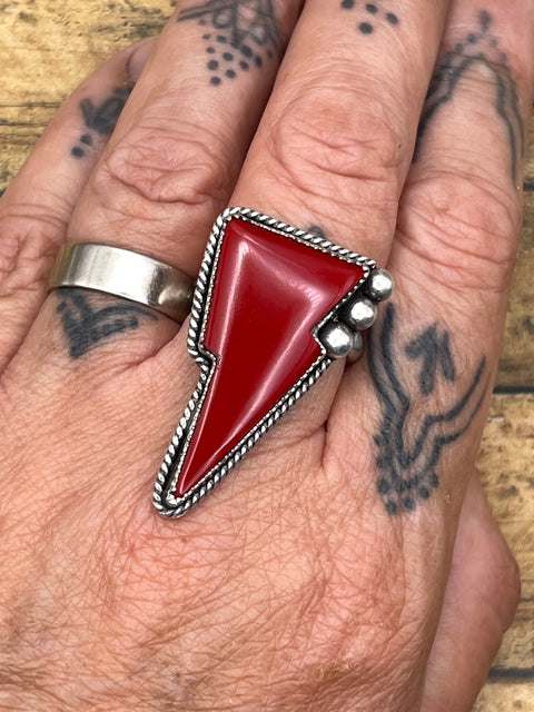 Raven - Red Rosarita Lightning Bolt Ring