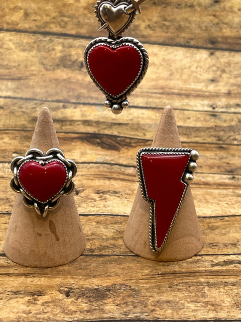 Rosalin - Red Rosarita Sacred Heart Pendant Necklace