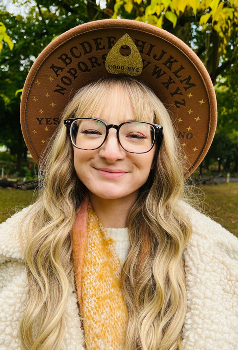 Vegan Felt Wide Brim Hat - XL Brim - Spirit Board - Caramel