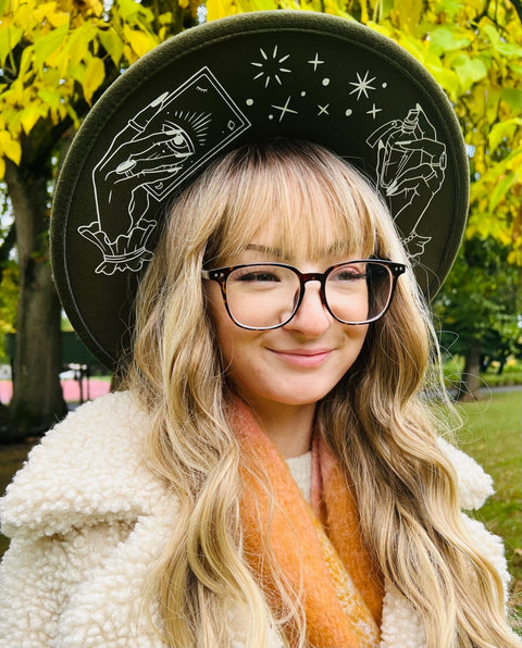 Vegan Felt Hat - XL Brim - Hands of Tarot