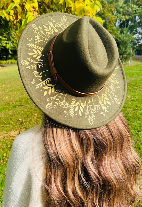 Vegan Felt Hat - XL Brim - Botanicals
