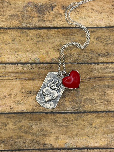 Rosalina - Red Rosarita Sacred Heart Charm Pendant