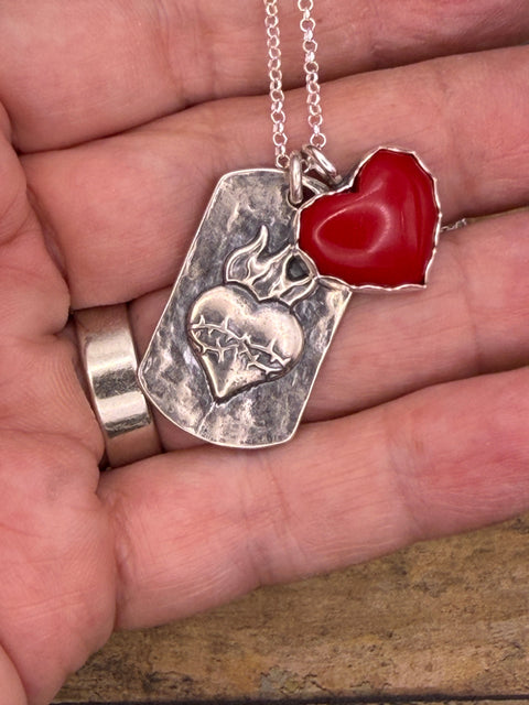 Rosalina - Red Rosarita Sacred Heart Charm Pendant