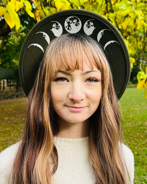 Vegan Felt Wide Brim Hat - Moon Phase