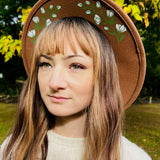 Vegan Felt Hat - Wide Brim - White Floral