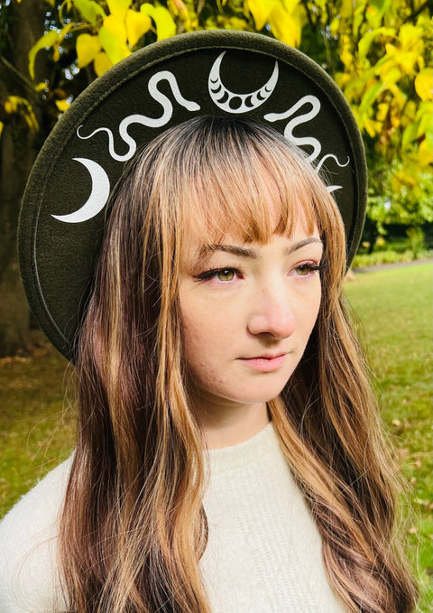 Vegan Felt Hat - Wide Brim - Snake Moon Crown