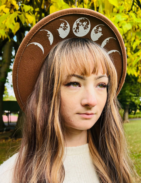 Vegan Felt Wide Brim Hat - Moon Phase