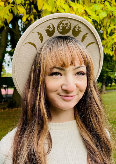Vegan Felt Wide Brim Hat - Cream - Moon Phase