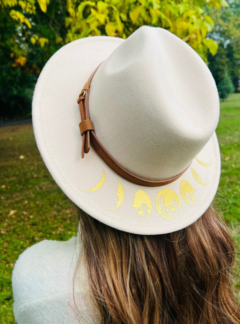 Vegan Felt Wide Brim Hat - Cream - Moon Phase