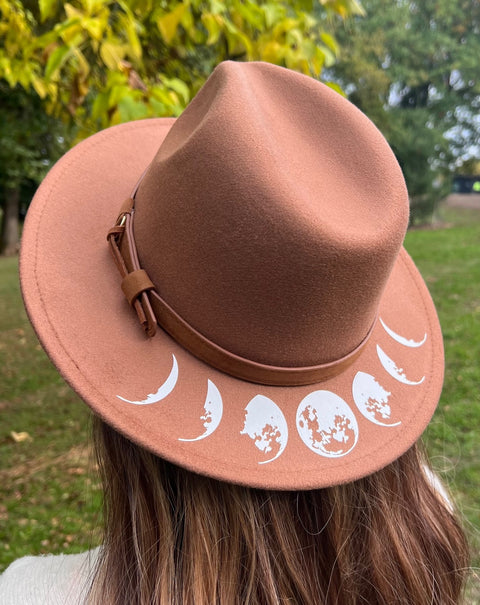Vegan Felt Wide Brim Hat - Moon Phase