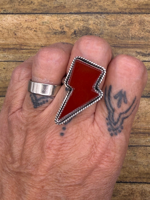 Riley - Chalcedony Lightning Bolt Ring