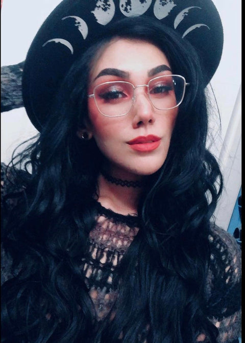 Vegan Felt Hat - Wide Brim - Moon Phase