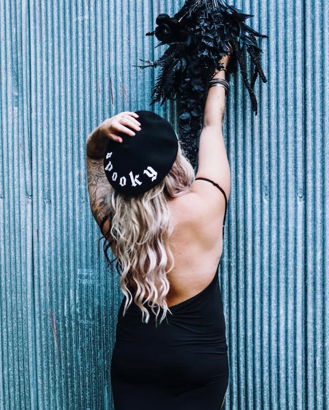 Vegan Felt Beret - Black - Spooky