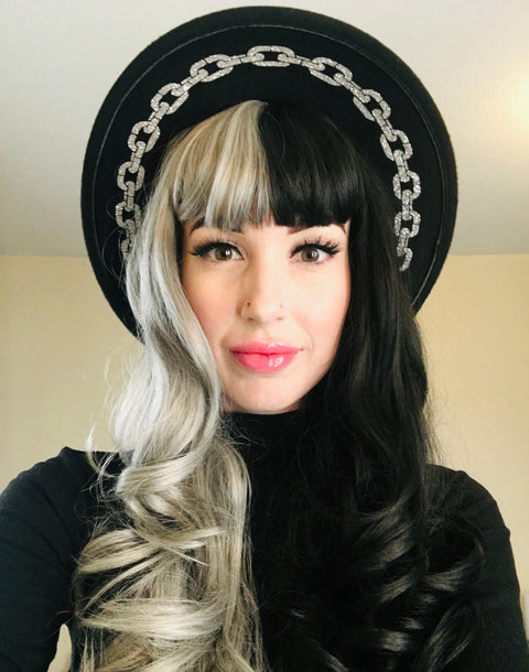 Vegan Felt Hat - Wide Brim - Chain Link