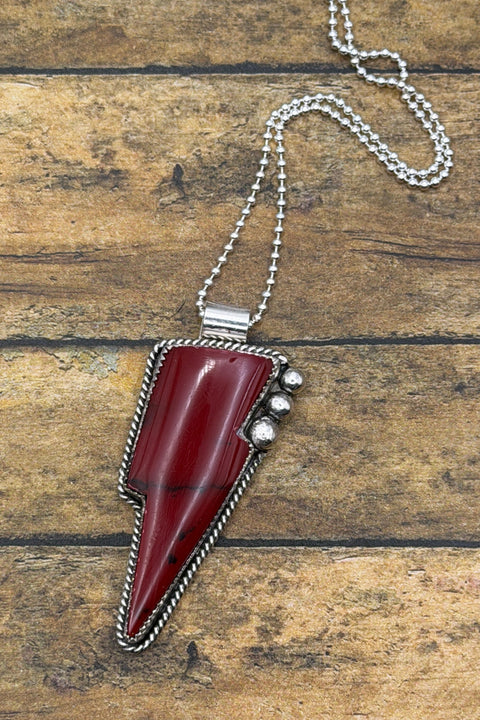 Reese - Bloody Basin Jasper Trustone Lightning Bolt Pendant