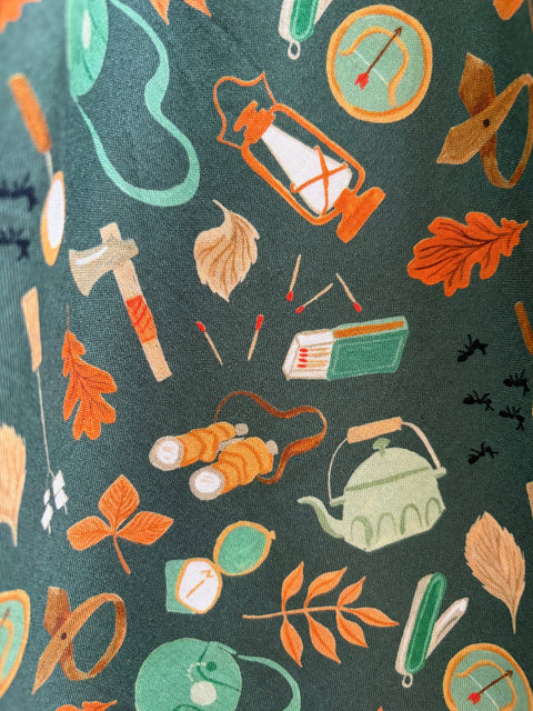 Vintage Style Bow Top in Camping Print