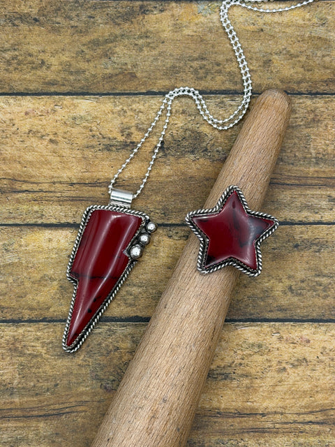 Reese - Bloody Basin Jasper Trustone Lightning Bolt Pendant