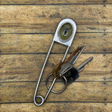 Winston - Jumbo Safety Pin with Black Scorpion in Glow in the Dark Resin Cabochon