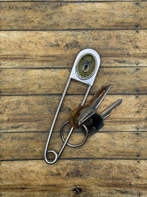 Winston - Jumbo Safety Pin with Black Scorpion in Glow in the Dark Resin Cabochon