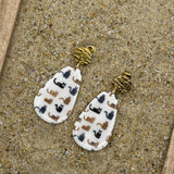 Cat Lover - Cat Print Dangle Earrings: Handmade, Polymer Clay