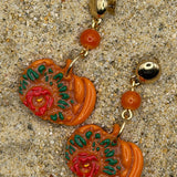 Fall - Pumpkin Dangle Earrings: Handmade, Hand Painted, Polymer Clay