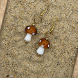 Magical Forest - Groovy Glass Mushroom Earrings: Handmade