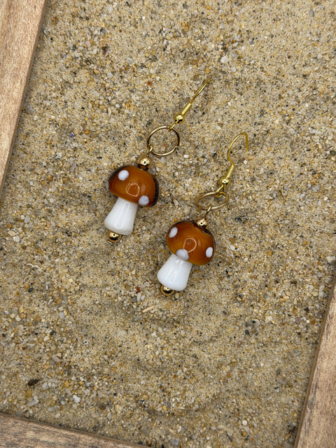 Magical Forest - Groovy Glass Mushroom Earrings: Handmade