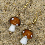 Magical Forest - Groovy Glass Mushroom Earrings: Handmade