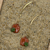 Fall - Pumpkin Dangly Earrings: Handmade, Hand-Painted Polymer Clay