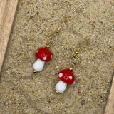 Magical Forest - Groovy Glass Mushroom Earrings: Handmade