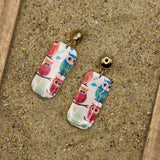 Magical Forest - Owl Print Dangle Earrings: Handmade, Polymer Clay
