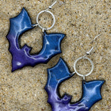 Salem - Shimmer Bat Dangle Earrings: Handmade, Hand-Painted Polymer Clay