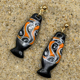 Salem - Ghost Lava Lamp Dangle Earrings: Handmade, Hand Painted, Polymer Clay