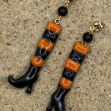 Salem - Witch Stockings Dangle Earrings: Handmade, Hand Painted, Polymer Clay