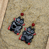 Cat Lover - Vampire Kitty Earrings: Handmade, Hand-Painted Polymer Clay