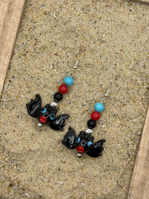 Salem - Cutie Bats Earrings: Handmade, Glass Beads