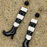 Salem - Witch Stockings Dangle Earrings: Handmade, Hand Painted, Polymer Clay