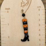Salem - Witch Stockings Dangle Earrings: Handmade, Hand Painted, Polymer Clay