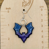 Salem - Shimmer Bat Dangle Earrings: Handmade, Hand-Painted Polymer Clay