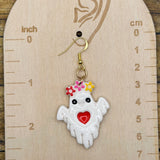 Salem - Ghost with Flower Crown Earrings: Handmade, Hand Painted, Polymer Clay