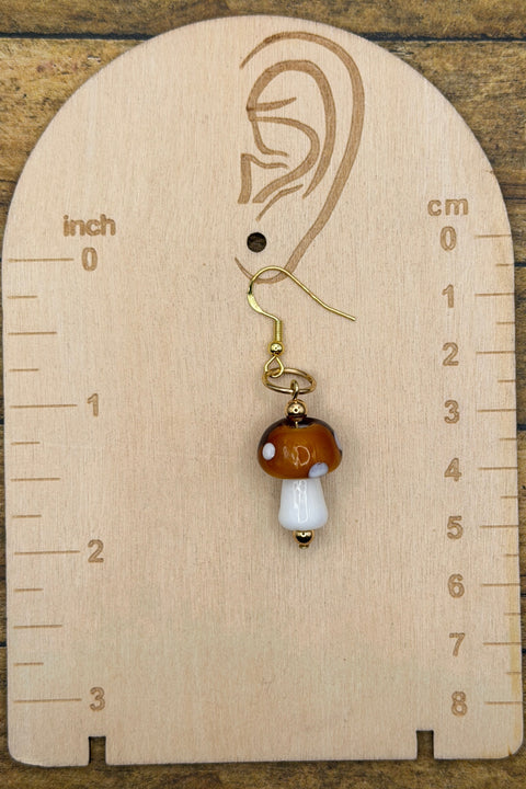 Magical Forest - Groovy Glass Mushroom Earrings: Handmade