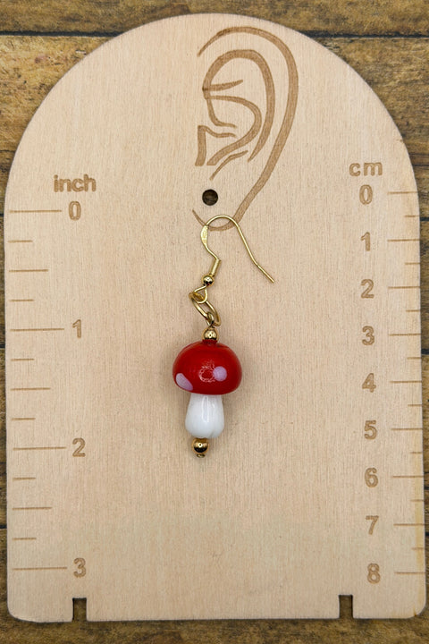 Magical Forest - Groovy Glass Mushroom Earrings: Handmade