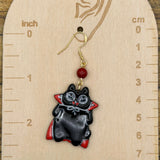 Cat Lover - Vampire Kitty Earrings: Handmade, Hand-Painted Polymer Clay