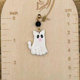 Salem - Ghostly Cat and Dog Earrings: Handmade, Hand Painted, Polymer Clay