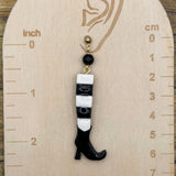 Salem - Witch Stockings Dangle Earrings: Handmade, Hand Painted, Polymer Clay